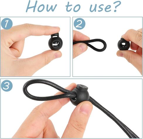 75 Pcs Single Hole Round Plastic Cord Locks Black Plastic Cord Locks for Drawstrings Shoelaces Adjustable Round Cord Stops for Paracord Backpacks in Saudi Arabia