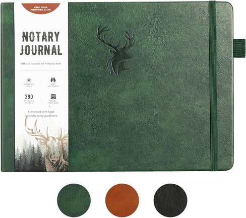 molekaus Notary Journal Log Book with 390 Record Entries,10"X7.5" Log for Notary Supplies,Journal with Privacy Guard, Book of Notarial Acts,Hardcover, 120gsm Numbered Pages(Black) in Saudi Arabia
