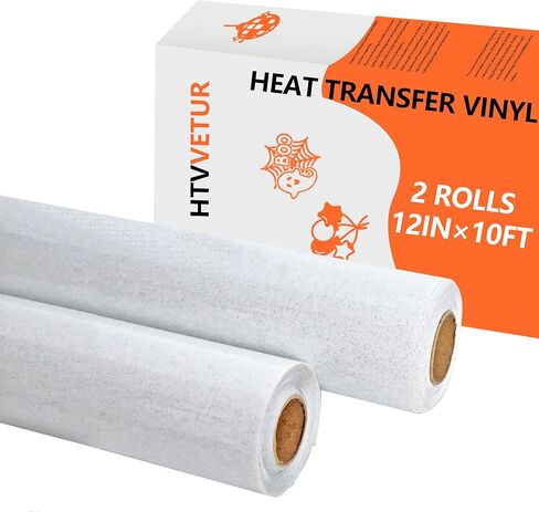 HTVVETUR Glitter White HTV Vinyl Heat Transfer Vinyl - 2 Rolls 12" x 10ft Glitter HTV for Shirts, Iron on Vinyl for Cameo - Easy to Cut & Weed for Heat Vinyl Design (Glitter White, 20ft) in Saudi Arabia
