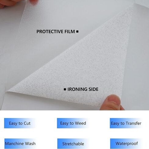 HTVVETUR Glitter White HTV Vinyl Heat Transfer Vinyl - 2 Rolls 12" x 10ft Glitter HTV for Shirts, Iron on Vinyl for Cameo - Easy to Cut & Weed for Heat Vinyl Design (Glitter White, 20ft) in Saudi Arabia
