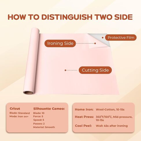 GOVAS Brown Heat Transfer Vinyl - 12" x 6ft Brown Iron on Vinyl Roll for Shirts, HTV Nude Vinyl for Silhouette Cameo, Cricut, Easy to Cut & Weed in Saudi Arabia