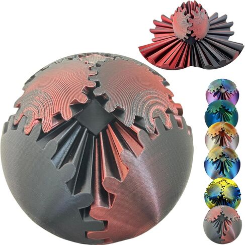 Gear Ball 3D Printed Spin Ball Cube Fidget Toys, Gear Sphere Fidget Toy, GearSphere Desk Toy Stress Fidget Balls, Fidgets Spinners for Adults & Kids Anxiety Relaxing (Laser Purple Blue, 3.1 Inch) in Kuwait