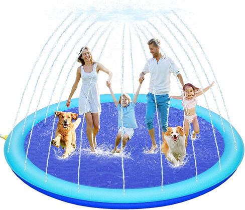 Thicken 94'' Extra Large Splash Pad for Outside,Non-Slip Sprinkler Pool for Kids and Dogs,Water Toys Big Splash Pad for Summer Outdoor,Easy to Use/Clean in Saudi Arabia