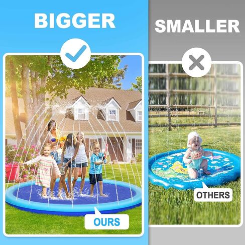 Thicken 94'' Extra Large Splash Pad for Outside,Non-Slip Sprinkler Pool for Kids and Dogs,Water Toys Big Splash Pad for Summer Outdoor,Easy to Use/Clean in Saudi Arabia