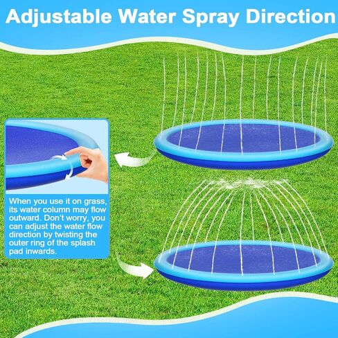 Thicken 94'' Extra Large Splash Pad for Outside,Non-Slip Sprinkler Pool for Kids and Dogs,Water Toys Big Splash Pad for Summer Outdoor,Easy to Use/Clean in Saudi Arabia