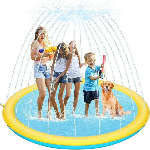 Thicken 94'' Extra Large Splash Pad for Outside,Non-Slip Sprinkler Pool for Kids and Dogs,Water Toys Big Splash Pad for Summer Outdoor,Easy to Use/Clean in Saudi Arabia