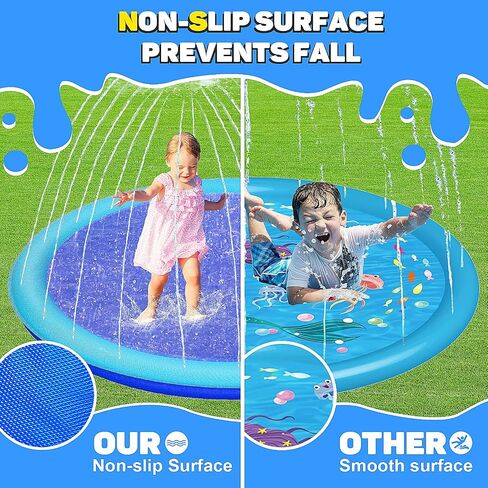 Thicken 94'' Extra Large Splash Pad for Outside,Non-Slip Sprinkler Pool for Kids and Dogs,Water Toys Big Splash Pad for Summer Outdoor,Easy to Use/Clean in Saudi Arabia