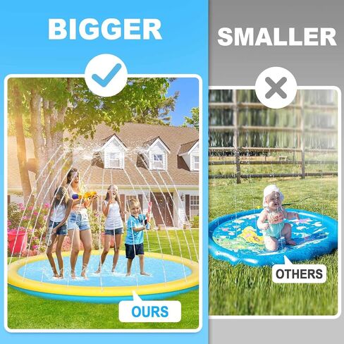Thicken 94'' Extra Large Splash Pad for Outside,Non-Slip Sprinkler Pool for Kids and Dogs,Water Toys Big Splash Pad for Summer Outdoor,Easy to Use/Clean in Saudi Arabia