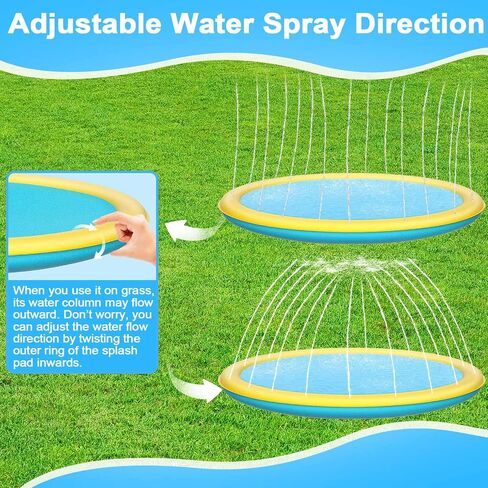 Thicken 94'' Extra Large Splash Pad for Outside,Non-Slip Sprinkler Pool for Kids and Dogs,Water Toys Big Splash Pad for Summer Outdoor,Easy to Use/Clean in Saudi Arabia
