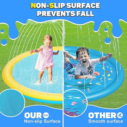 Thicken 94'' Extra Large Splash Pad for Outside,Non-Slip Sprinkler Pool for Kids and Dogs,Water Toys Big Splash Pad for Summer Outdoor,Easy to Use/Clean in Saudi Arabia