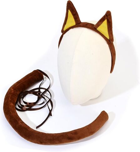 Merroyal Cat Ears Headband and Tail Set for Cosplay, Book Day Dress Up, Halloween Party, Blue in Kuwait