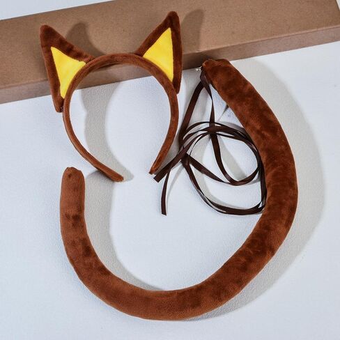 Merroyal Cat Ears Headband and Tail Set for Cosplay, Book Day Dress Up, Halloween Party, Blue in Kuwait