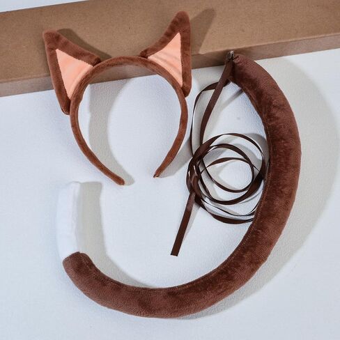 Merroyal Cat Ears Headband and Tail Set for Cosplay, Book Day Dress Up, Halloween Party, Blue in Kuwait