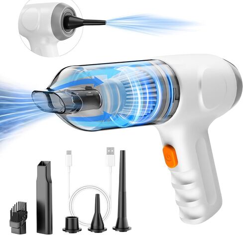 Mini Cordless Handheld Vacuum Cleaner 3-in-1 Rechargeable 9000PA High-Power Dust Buster, Air Blower & Hand Pump, for Car Home Office, Keyboard Clean Inflate/Deflate Swim Ring - 2024 New in Saudi Arabia