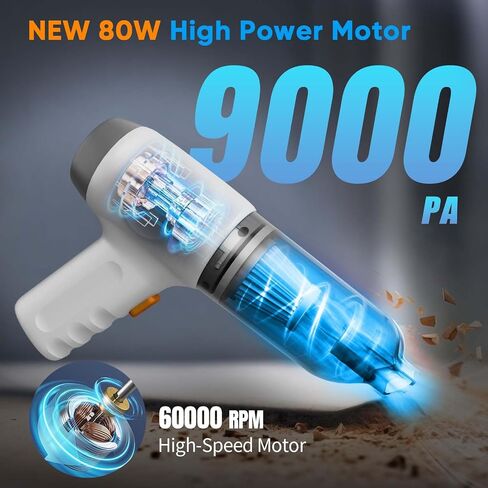 Mini Cordless Handheld Vacuum Cleaner 3-in-1 Rechargeable 9000PA High-Power Dust Buster, Air Blower & Hand Pump, for Car Home Office, Keyboard Clean Inflate/Deflate Swim Ring - 2024 New in Saudi Arabia