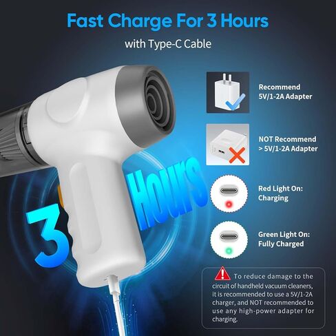 Mini Cordless Handheld Vacuum Cleaner 3-in-1 Rechargeable 9000PA High-Power Dust Buster, Air Blower & Hand Pump, for Car Home Office, Keyboard Clean Inflate/Deflate Swim Ring - 2024 New in Saudi Arabia