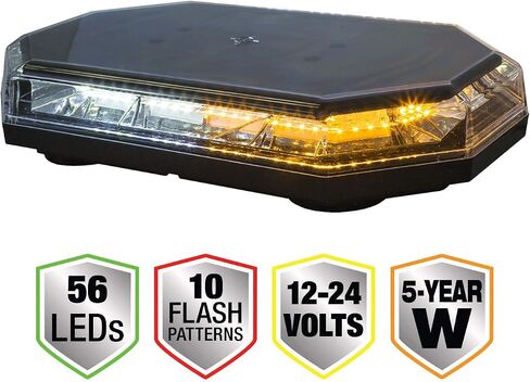 منتجات المشترين 8891062 شريط إضاءة صغير LED مثمن مقاس 15 بوصة، كهرماني/شفاف، 56 مصباح LED، 10 أنماط فلاش، تركيب دائم أو مغناطيسي، 3.2 أمبير، أضواء الطوارئ للمركبات، ملحقات الشاحنات in Saudi Arabia