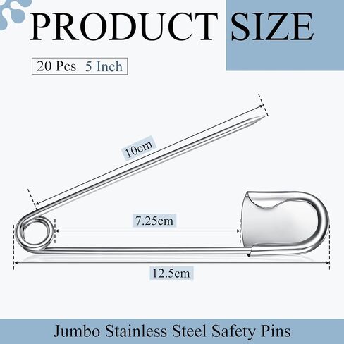 Juexica 5 Pcs 5 Inch Large Safety Pins, Giant Heavy Duty Jumbo Safety Pin in Kuwait