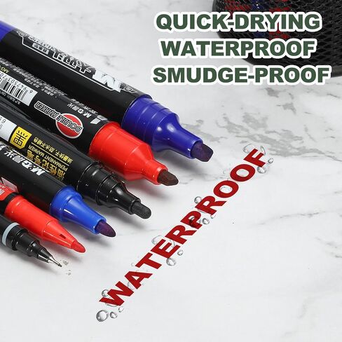 M&G Permanent Twin Markers Dual Ultra Fine Point Tip(1.2mm+0.5mm), 12 Pack Quick Dry Waterproof Fiber Tip Pens for Paper, Glass, Plastic, Wood, Stone, Metal Surface, Blue in Saudi Arabia