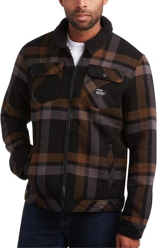 Hurley Men's Flannel Trucker Jacket - Sherpa Lined Fleece Plaid Collared Shirt Jacket - Classic Flannel Shirts for Men (S-XL) in Saudi Arabia