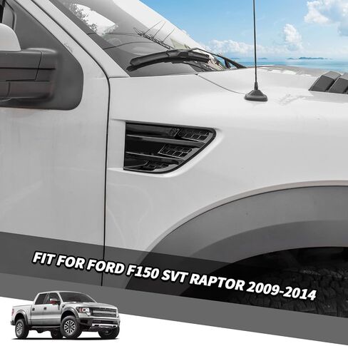 Jimen مناسب لسيارة Ford F-150 SVT Raptor 2009-2014، قطعتان من غطاء فتحة التهوية الجانبية للسيارة (أسود) in Saudi Arabia