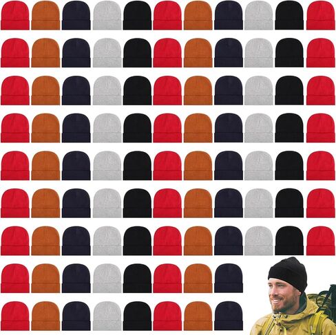 300 Pcs Bulk Winter Beanie for Homeless Donation Unisex Beanie Hat Knitted Warm Skull Cap for Women Men in Kuwait
