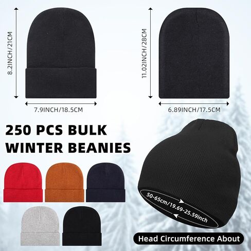 300 Pcs Bulk Winter Beanie for Homeless Donation Unisex Beanie Hat Knitted Warm Skull Cap for Women Men in Kuwait
