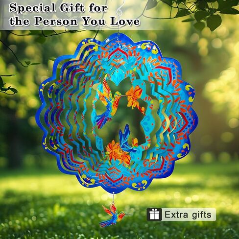 Hummingbird Hanging Wind Spinners Outdoor Clearance,Hummingbird Gifts 12 Inch Metal Wind Spinner for Yard and Garden,3D Stainless Steel Kinetic Wind Spinner for Outdoor Indoor Decorations in Saudi Arabia