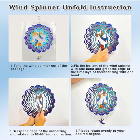 Hummingbird Hanging Wind Spinners Outdoor Clearance,Hummingbird Gifts 12 Inch Metal Wind Spinner for Yard and Garden,3D Stainless Steel Kinetic Wind Spinner for Outdoor Indoor Decorations in Saudi Arabia