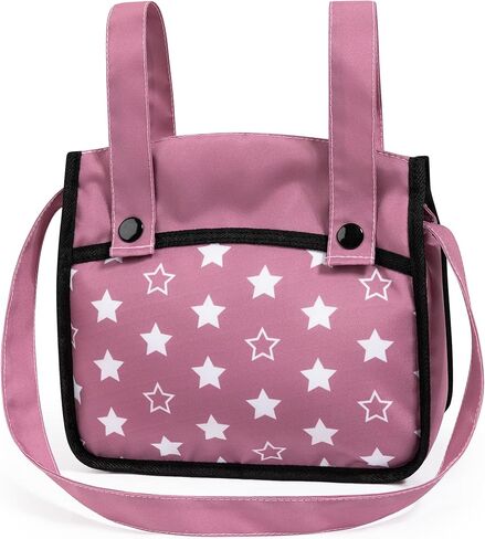 دمى تصميم باير: عربة أطفال زيو - وردي، أبيض، نجوم - دمى تصل إلى 18 بوصة، حقيبة كتف، قابلة للتحويل إلى كرسي دفع، مقبض قابل للتعديل، قابلة للطي، للأطفال من سن 3 سنوات فما فوق in Kuwait