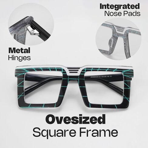 Zeelool Blue Light Blocking Glasses for Men Women, Square Glasses Frame Eyeglasses with Non-prescription Clear Lens JGA924025 in Kuwait