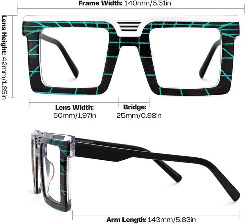 Zeelool Blue Light Blocking Glasses for Men Women, Square Glasses Frame Eyeglasses with Non-prescription Clear Lens JGA924025 in Kuwait