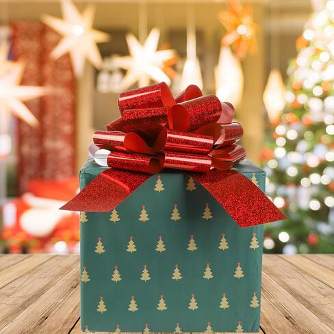 12 inches Pull Bow, 2 Pieces Extra-Large Gift Bow for Decorating Present, Big Bows for Gift Wrapping,Bikes, Appliances, Showers,Christmas, Wedding, Birthday (Red) in Saudi Arabia