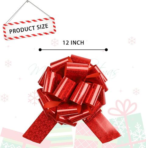 12 inches Pull Bow, 2 Pieces Extra-Large Gift Bow for Decorating Present, Big Bows for Gift Wrapping,Bikes, Appliances, Showers,Christmas, Wedding, Birthday (Red) in Saudi Arabia