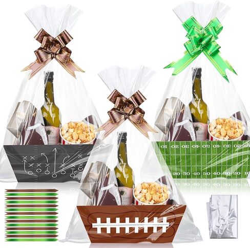 Yeaqee 12 Sets 8 x 10 Inch Football Baskets for Gifts Empty Baskets with Bows Ribbons Bulk gift boxes football Gift Box for Holiday Party Favors in Saudi Arabia