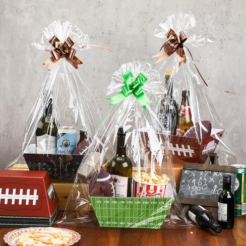Yeaqee 12 Sets 8 x 10 Inch Football Baskets for Gifts Empty Baskets with Bows Ribbons Bulk gift boxes football Gift Box for Holiday Party Favors in Saudi Arabia