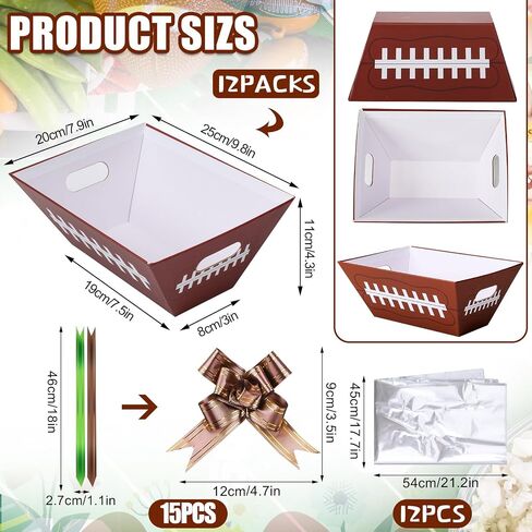 Yeaqee 12 Sets 8 x 10 Inch Football Baskets for Gifts Empty Baskets with Bows Ribbons Bulk gift boxes football Gift Box for Holiday Party Favors in Saudi Arabia