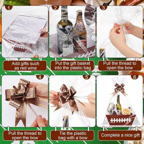 Yeaqee 12 Sets 8 x 10 Inch Football Baskets for Gifts Empty Baskets with Bows Ribbons Bulk gift boxes football Gift Box for Holiday Party Favors in Saudi Arabia