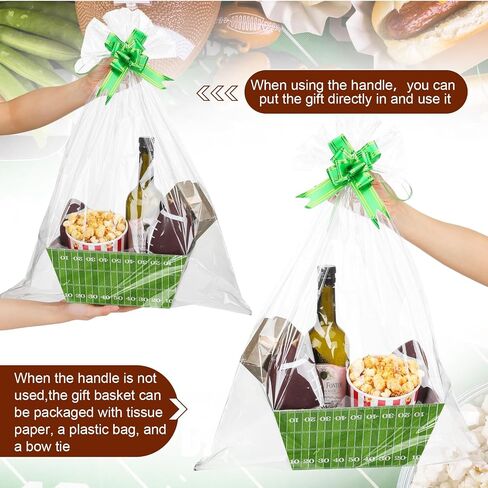 Yeaqee 12 Sets 8 x 10 Inch Football Baskets for Gifts Empty Baskets with Bows Ribbons Bulk gift boxes football Gift Box for Holiday Party Favors in Saudi Arabia