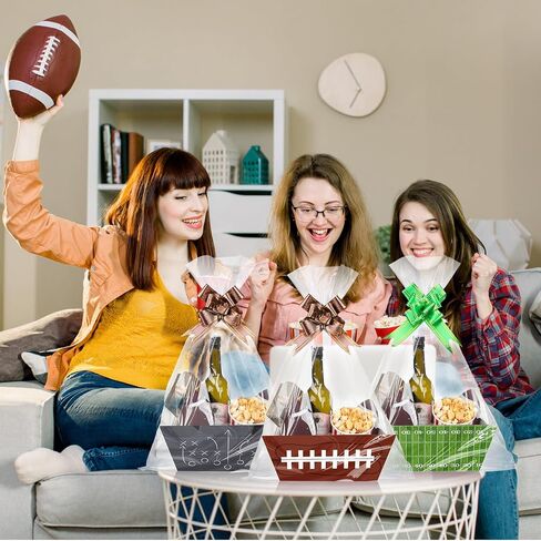 Yeaqee 12 Sets 8 x 10 Inch Football Baskets for Gifts Empty Baskets with Bows Ribbons Bulk gift boxes football Gift Box for Holiday Party Favors in Saudi Arabia