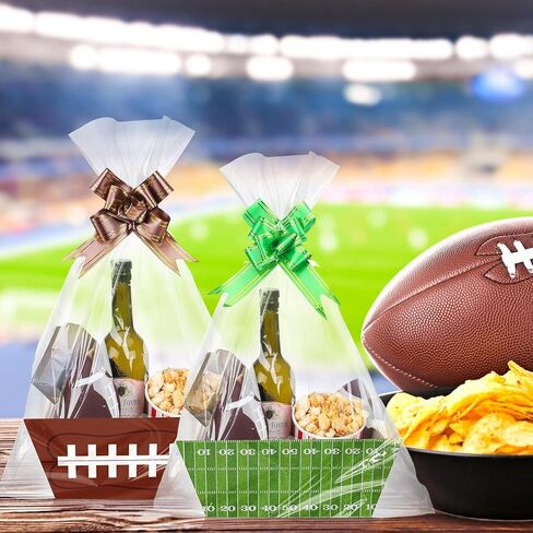 Yeaqee 12 Sets 8 x 10 Inch Football Baskets for Gifts Empty Baskets with Bows Ribbons Bulk gift boxes football Gift Box for Holiday Party Favors in Saudi Arabia