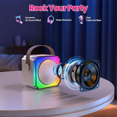 Mini Karaoke Machine, Portable Karaoke Machine with 2 Wireless Microphones, Gifts for Kids, Adults, Girls Boys Christmas Toys, Age 3 4 5 6 7 8+ Year Olds, Bluetooth Speaker, 1 Bag, for Party (Blue) in Saudi Arabia