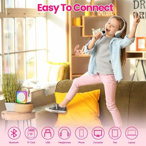 Mini Karaoke Machine, Portable Karaoke Machine with 2 Wireless Microphones, Gifts for Kids, Adults, Girls Boys Christmas Toys, Age 3 4 5 6 7 8+ Year Olds, Bluetooth Speaker, 1 Bag, for Party (Blue) in Saudi Arabia