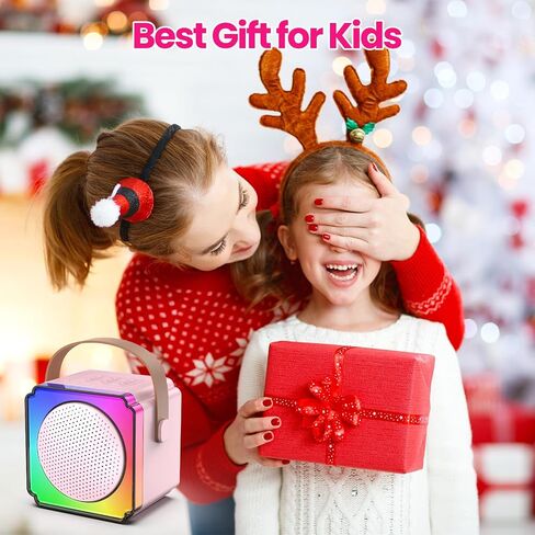 Mini Karaoke Machine, Portable Karaoke Machine with 2 Wireless Microphones, Gifts for Kids, Adults, Girls Boys Christmas Toys, Age 3 4 5 6 7 8+ Year Olds, Bluetooth Speaker, 1 Bag, for Party (Blue) in Saudi Arabia