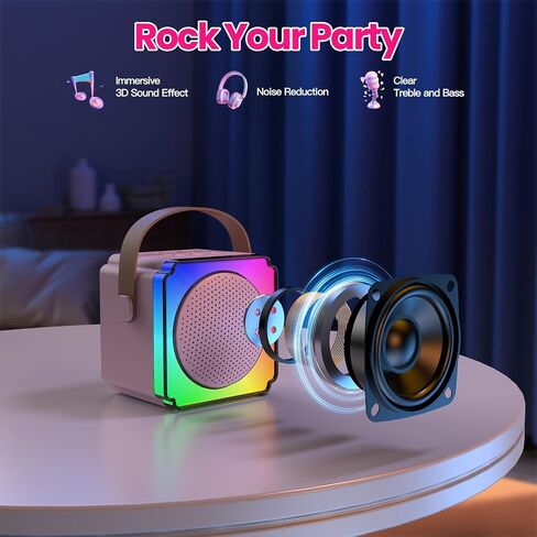 Mini Karaoke Machine, Portable Karaoke Machine with 2 Wireless Microphones, Gifts for Kids, Adults, Girls Boys Christmas Toys, Age 3 4 5 6 7 8+ Year Olds, Bluetooth Speaker, 1 Bag, for Party (Blue) in Saudi Arabia