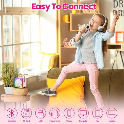 Mini Karaoke Machine, Portable Karaoke Machine with 2 Wireless Microphones, Gifts for Kids, Adults, Girls Boys Christmas Toys, Age 3 4 5 6 7 8+ Year Olds, Bluetooth Speaker, 1 Bag, for Party (Blue) in Saudi Arabia