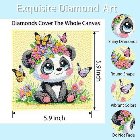 Framed Cartoon Diamond Art Kits for Adults, Adult's Mosaic Diamond Art Painting Kits for Beginners, 5D Diamond Dots for Adults Easy to DIY Full Drill Gem Art Painting Kits for Home Decor 6x6 inch in Saudi Arabia