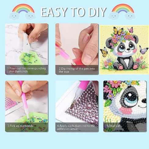 Framed Cartoon Diamond Art Kits for Adults, Adult's Mosaic Diamond Art Painting Kits for Beginners, 5D Diamond Dots for Adults Easy to DIY Full Drill Gem Art Painting Kits for Home Decor 6x6 inch in Saudi Arabia