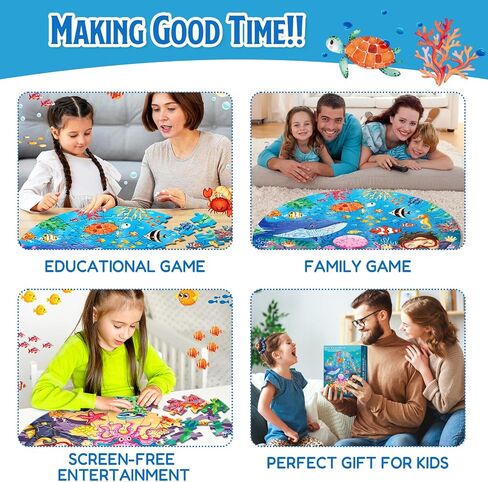ELX 71 Piece Seaworld Jigsaw Puzzle for Kids 3+, Large Round Ocean Animal Floor Puzzle for Toddler Preschool Learning (Φ23 in) in Saudi Arabia