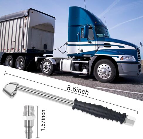 8.6" Extended Reach Dual Head Air Chuck, 1/4" FNPT 2-Way Connection Dually Air Chuck for Semi Trucks Tires with Rubber Handle in Saudi Arabia